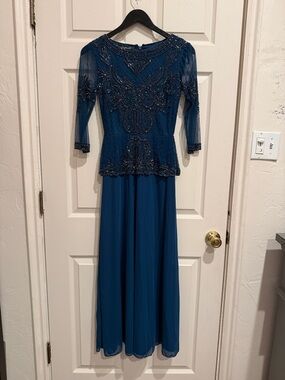 beaded lace dress Nox Anabel JQ1017 Prom Dress - Blue main image 0
